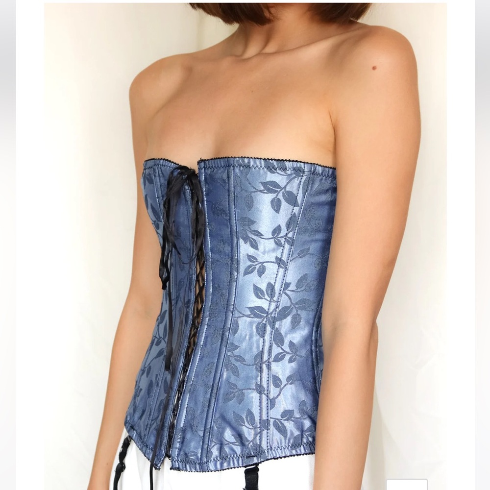NWT Vintage Victoria's Secret Gorgeous Blue Lace Up Corset Bustier Size S - Picture 10 of 10